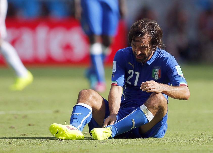 Andrea Pirlo a terra: l&#39;Italia nel secondo tempo non ha costruito occasioni. Epa